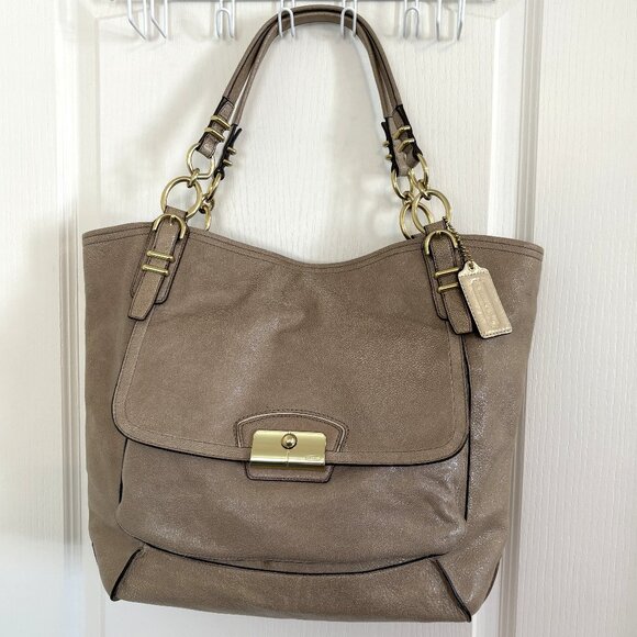 Coach Kristin Pinnacle Leather North South Tote Bag Large Handbag 19385 Fawn NEW - Picture 1 of 10